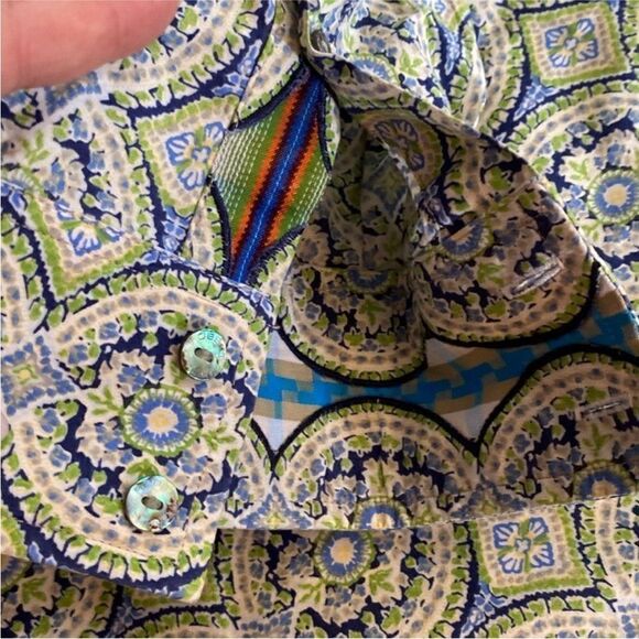 Robert Graham Men's Patterned Shirt - Green and Blue, XL - Picture 7 of 13